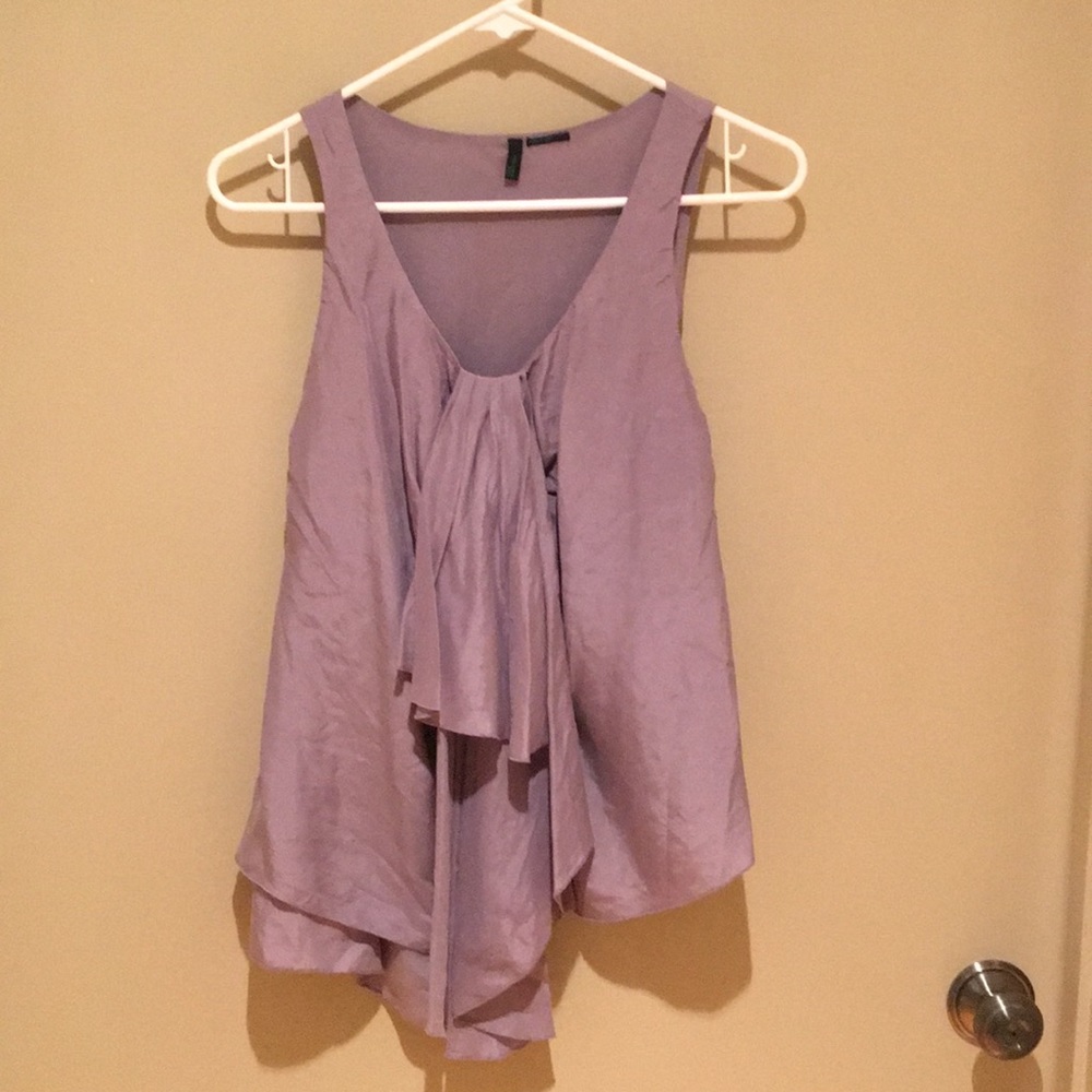 Stunning purple silk tank with ruffle detail.
